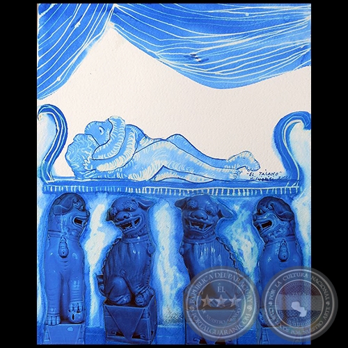 El tálamo - Serie AZUL dibujo sobre papel de Ricardo Migliorisi - Año: 2018